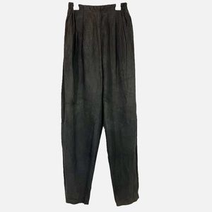 Vakko Leather Suede Pleat Front Pull On Pants Dark Academia Fall - Size Large